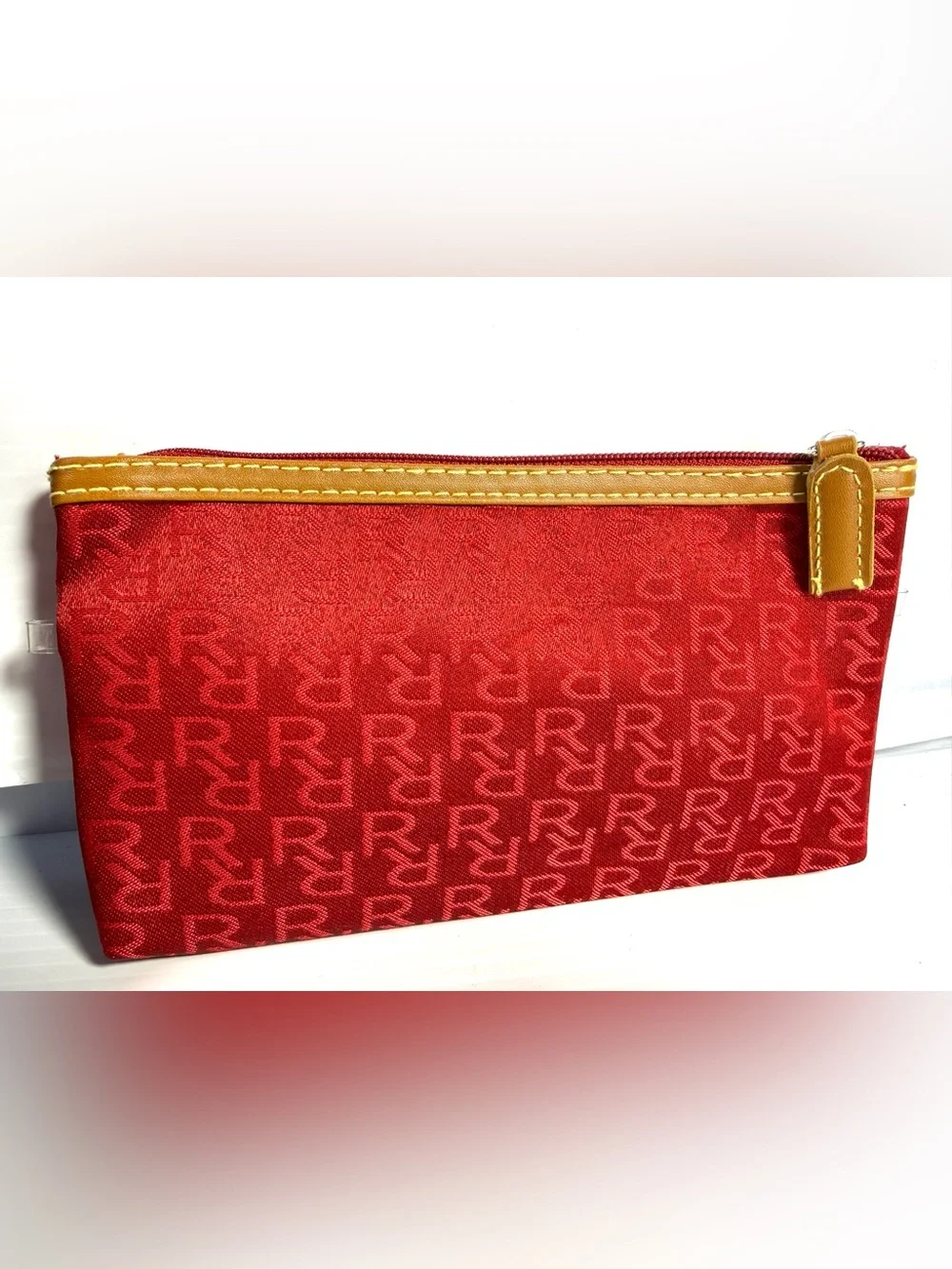 Revlon Red Jacquard Cosmetic Pouch Duo with Gold Trim